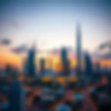 Stunning skyline view of Dubai at sunset