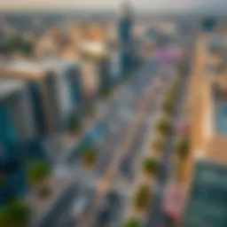 Aerial view of Naif Road showcasing its bustling activity