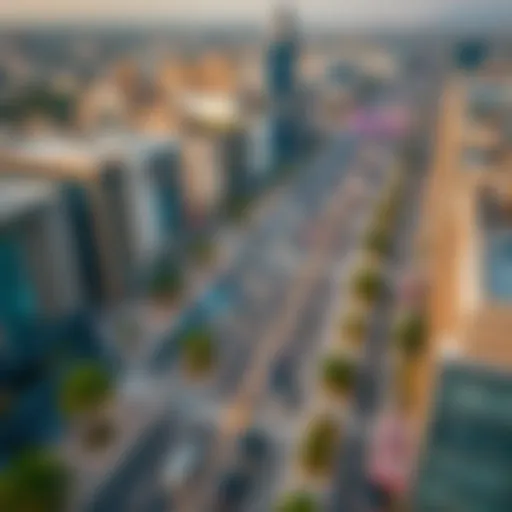 Aerial view of Naif Road showcasing its bustling activity