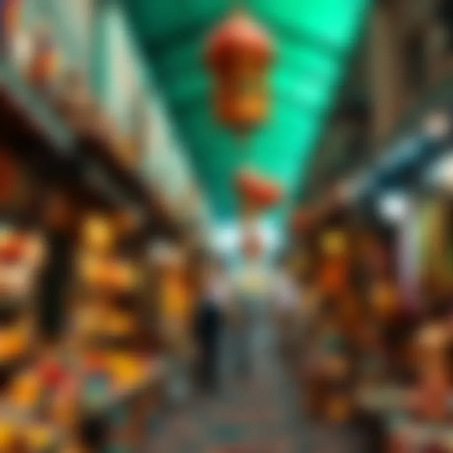 Vibrant marketplace filled with traditional goods