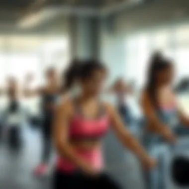 Group fitness class in a ladies gym promoting community engagement
