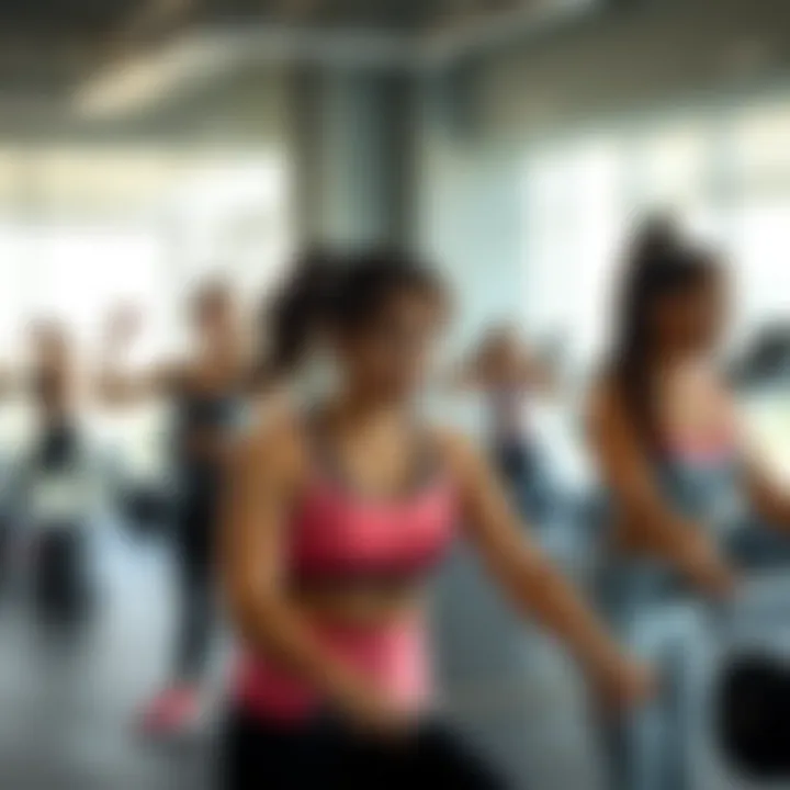 Group fitness class in a ladies gym promoting community engagement