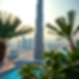 A panoramic view of the Burj Khalifa towering over Dubai's skyline