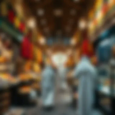The bustling souk showcasing vibrant local crafts and spices