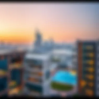Panoramic view of Jumeirah Lake Towers from Oaks Liwa Heights