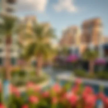 A vibrant urban landscape contrasted with lush greenery representing oasis building concepts.