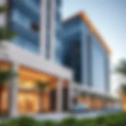 Modern architectural design of an office park