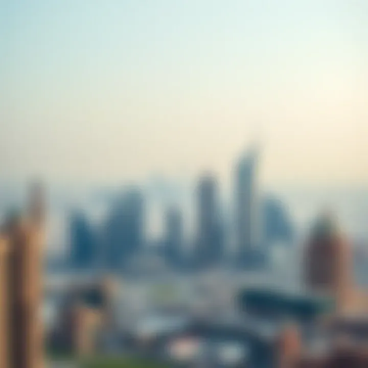 Panoramic View of Dubai Skyline with Palace Towers Panoramic skyline view featuring Palace Towers