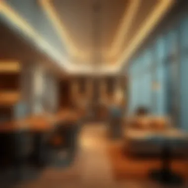 Chic Dining Experience in Open Spaces Open-plan dining area with chic furniture and lighting