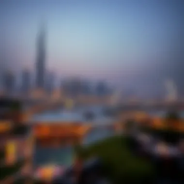 Dubai's Culinary Skyline A stunning view of Dubai's skyline with a variety of restaurants