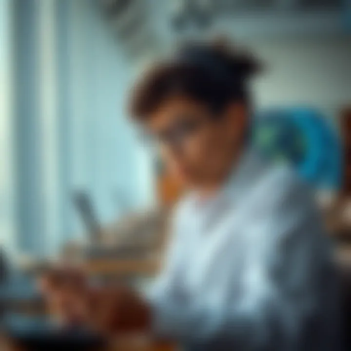 Technology in Contemporary Education A student using technology in a modern classroom