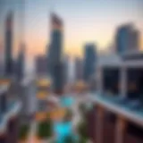 Stunning architectural view of Rawan Tower against the Dubai skyline