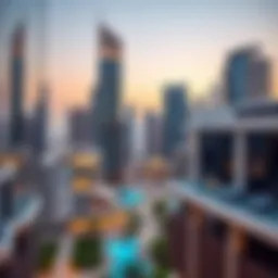 Stunning architectural view of Rawan Tower against the Dubai skyline