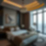An elegant bedroom in a luxury hotel in Deira