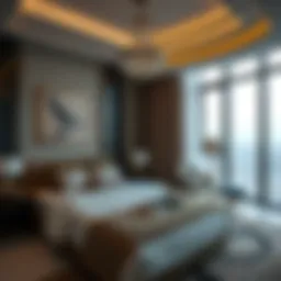 An elegant bedroom in a luxury hotel in Deira