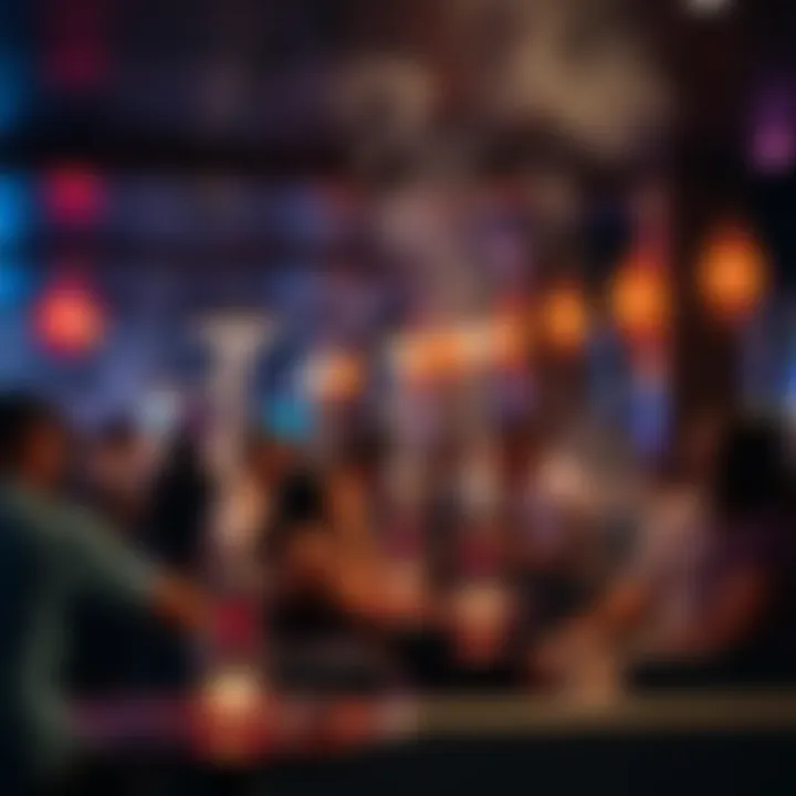 Social Dynamics at Shisha Lounges A vibrant gathering of guests enjoying shisha at night