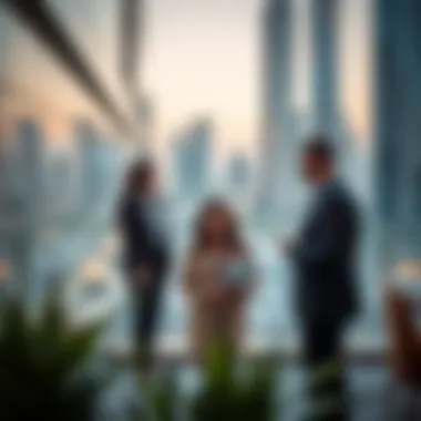 Networking opportunities in Downtown Dubai Business professionals networking in Downtown Dubai