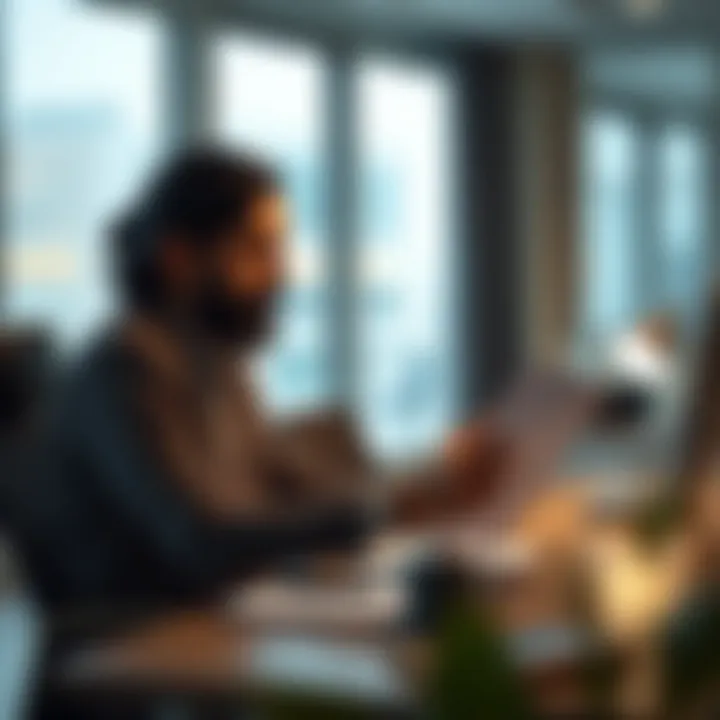 Customer reviewing a rental agreement in a well-lit office