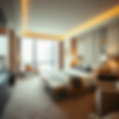 Elegant Guest Accommodations Luxurious guest room with elegant design and amenities