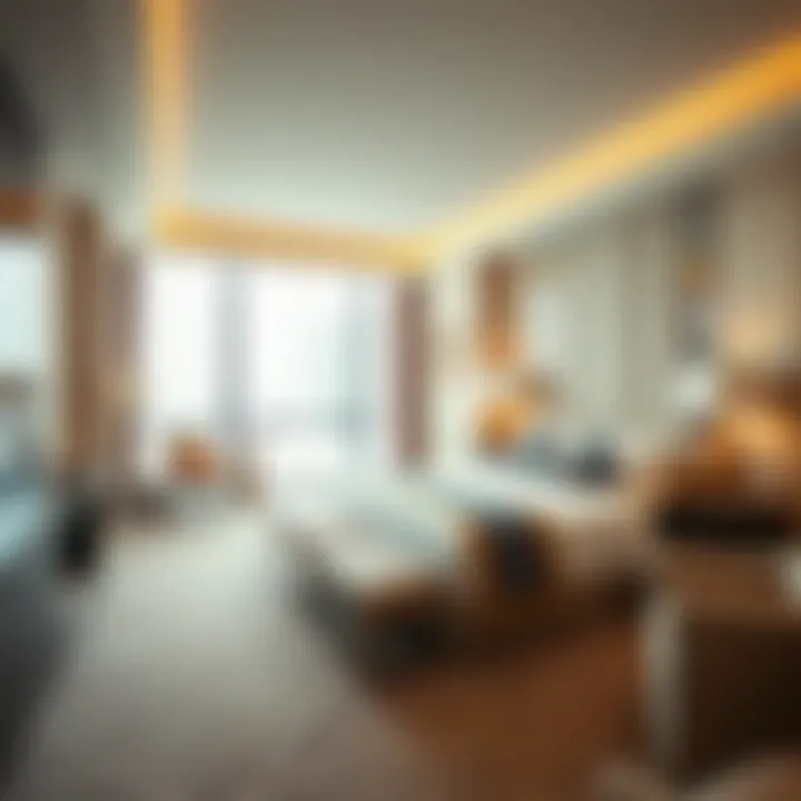 Elegant Guest Accommodations Luxurious guest room with elegant design and amenities