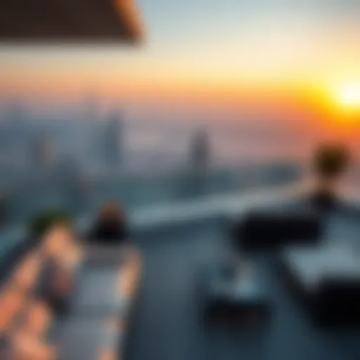 Luxurious penthouse terrace with breathtaking skyline views