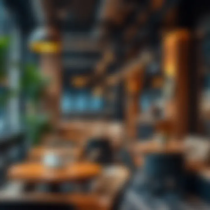 Stylish Ambiance for Coffee Lovers A cozy corner of a modern coffee shop with stylish decor