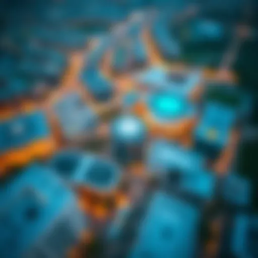 Aerial view of the vibrant سوق شرق area showcasing its modern architecture and layout.