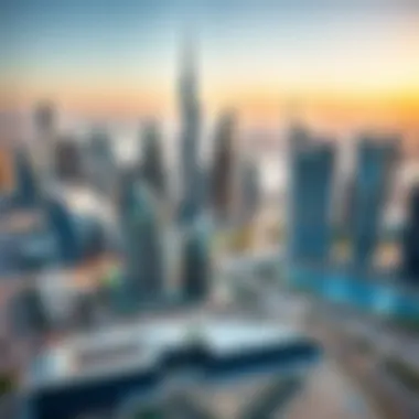 Dubai's Iconic Skyline: A Blend of Modern Architecture Aerial view showcasing the skyline of Dubai with modern skyscrapers