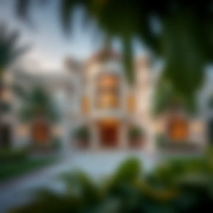 Prestigious Dubai Mansion Exterior Breathtaking exterior view of a prestigious Dubai mansion
