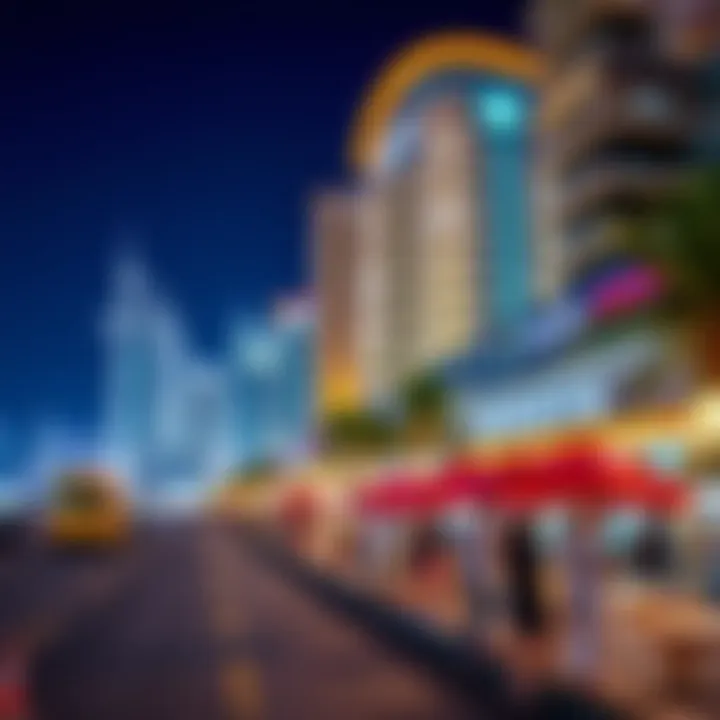 Vibrant nightlife surrounding Dubai Marina hotels