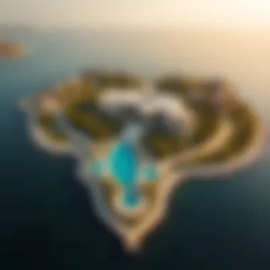 Aerial View of النخله دبي Stunning aerial view of النخله دبي's palm-shaped island showcasing luxury villas and resorts