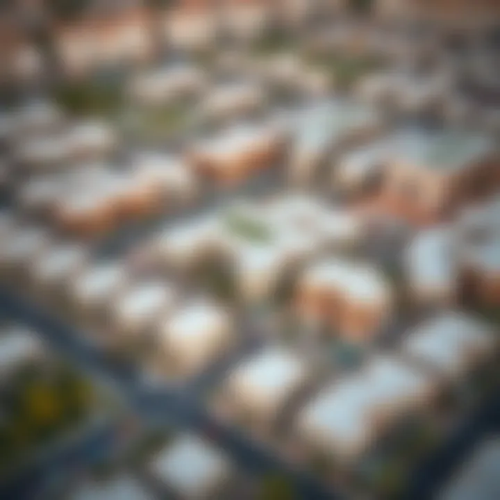 Aerial view of Mayak neighborhood highlighting its layout and features