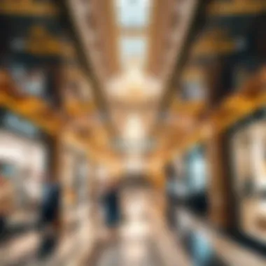 Vibrant shopping scene showcasing luxury brands