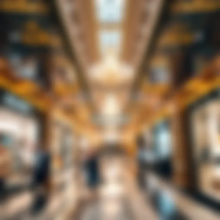 Vibrant shopping scene showcasing luxury brands