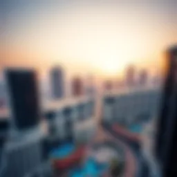 Aerial view of ذا فالي دبي showcasing its modern architecture