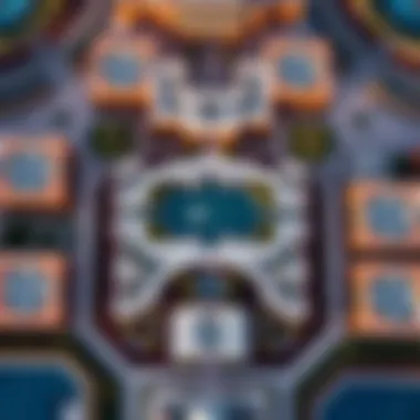 Stunning aerial view of MIRAQL Garden showcasing its intricate landscape design