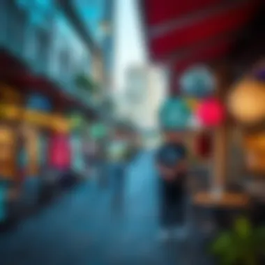 Vibrant streetscape of Westzone Tecom filled with cafes and eateries