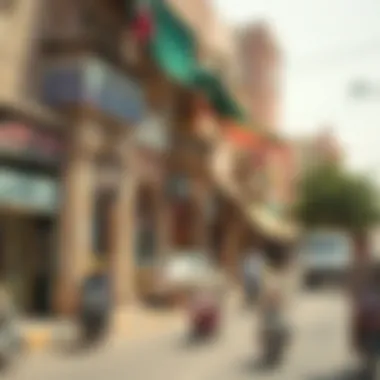 Vibrant street scene showcasing local culture in Satwa