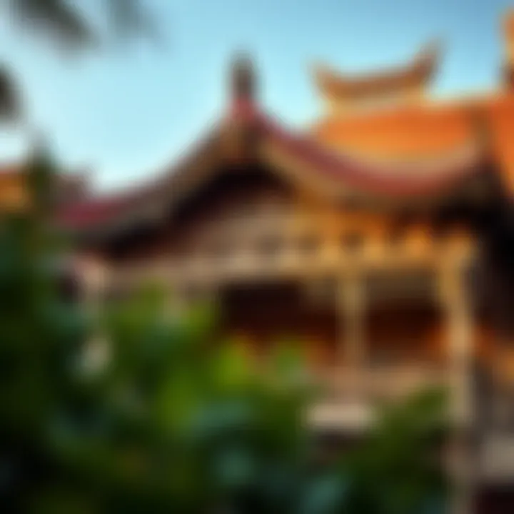 Architectural details of a pavilion representing a specific culture at Global Village