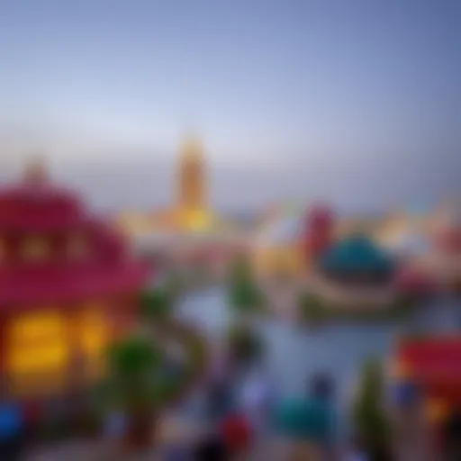 Panoramic view of Global Village Dubai showcasing cultural pavilions