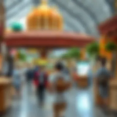 Visitors Exploring Global Village Exhibits Visitors exploring the diverse exhibits at Dubai's Global Village