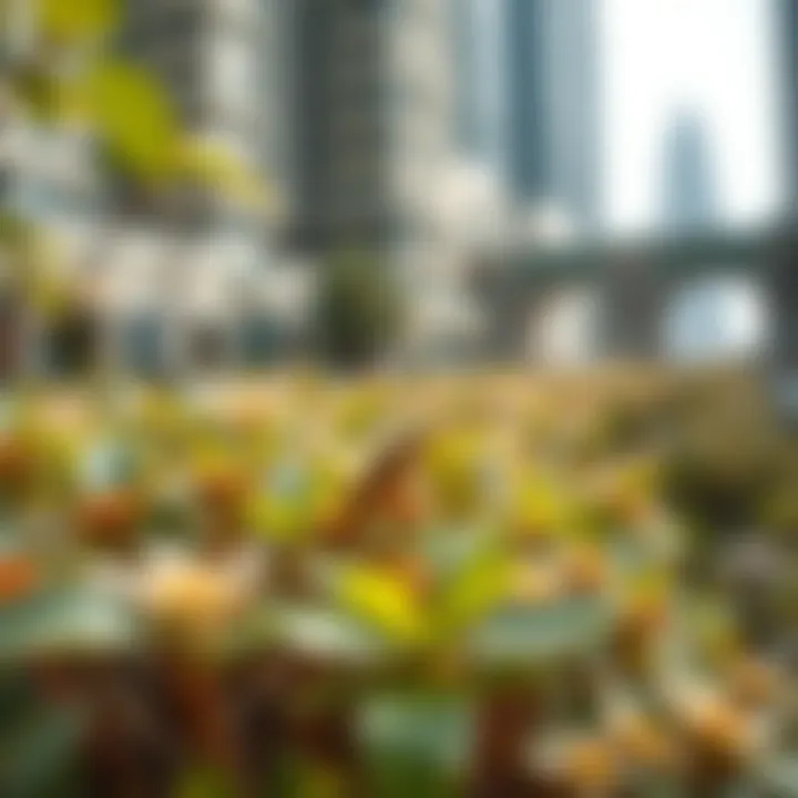 Rich Biodiversity of Dubai Creek A close-up of the unique flora and fauna surrounding the Grand Dubai Creek, illustrating its ecological importance.