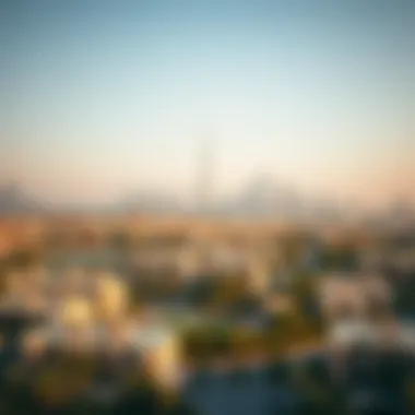 Stunning Dubai Skyline Views from Hartland Greens Panoramic view of Dubai skyline from Hartland Greens