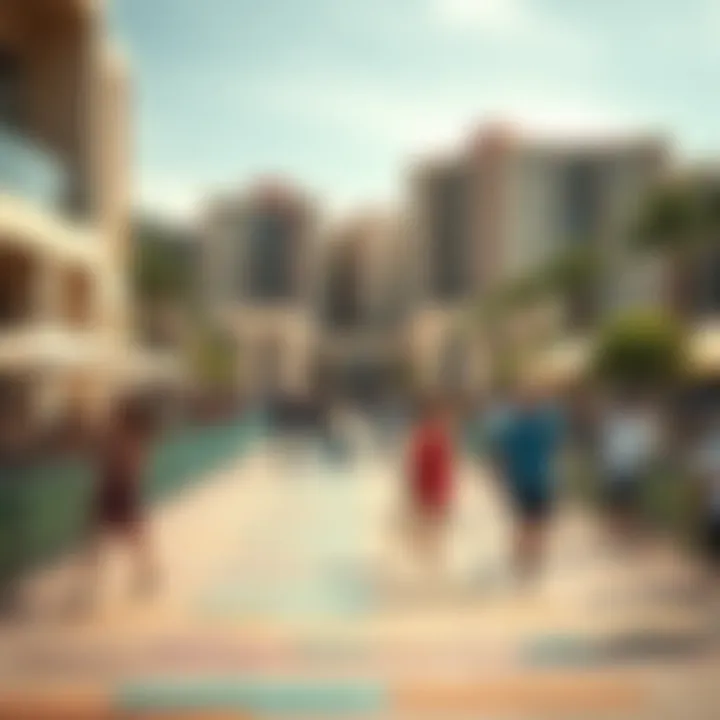 Vibrant Community at JBR A vibrant community atmosphere at JBR, highlighting lifestyle and leisure.