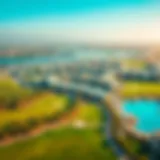 Aerial view of Jumeirah Golf Estates showcasing lush greens and modern architecture