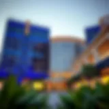Exterior view of Karama Shopping Centre showcasing unique architectural design