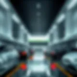 A futuristic LEV parking facility showcasing efficient space utilization