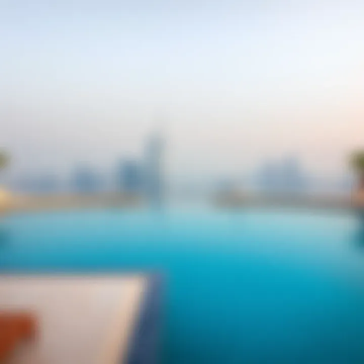 Infinity pool with stunning views of the Dubai skyline from a Palm Jumeirah residence