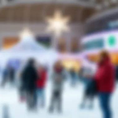 Families and friends engaging in community activities at the ice rink