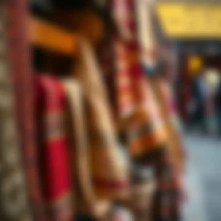 Traditional Textiles and Crafts A close-up of traditional textiles and crafts available at the bazaar.